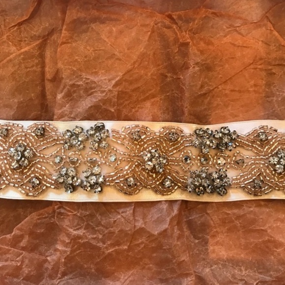 Rose gold beaded bridal sash - Picture 5 of 7